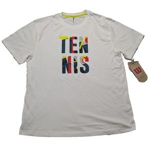 WILSON Stacked Tennis Performance Tech White T-Shirt - Men 2XL NEW